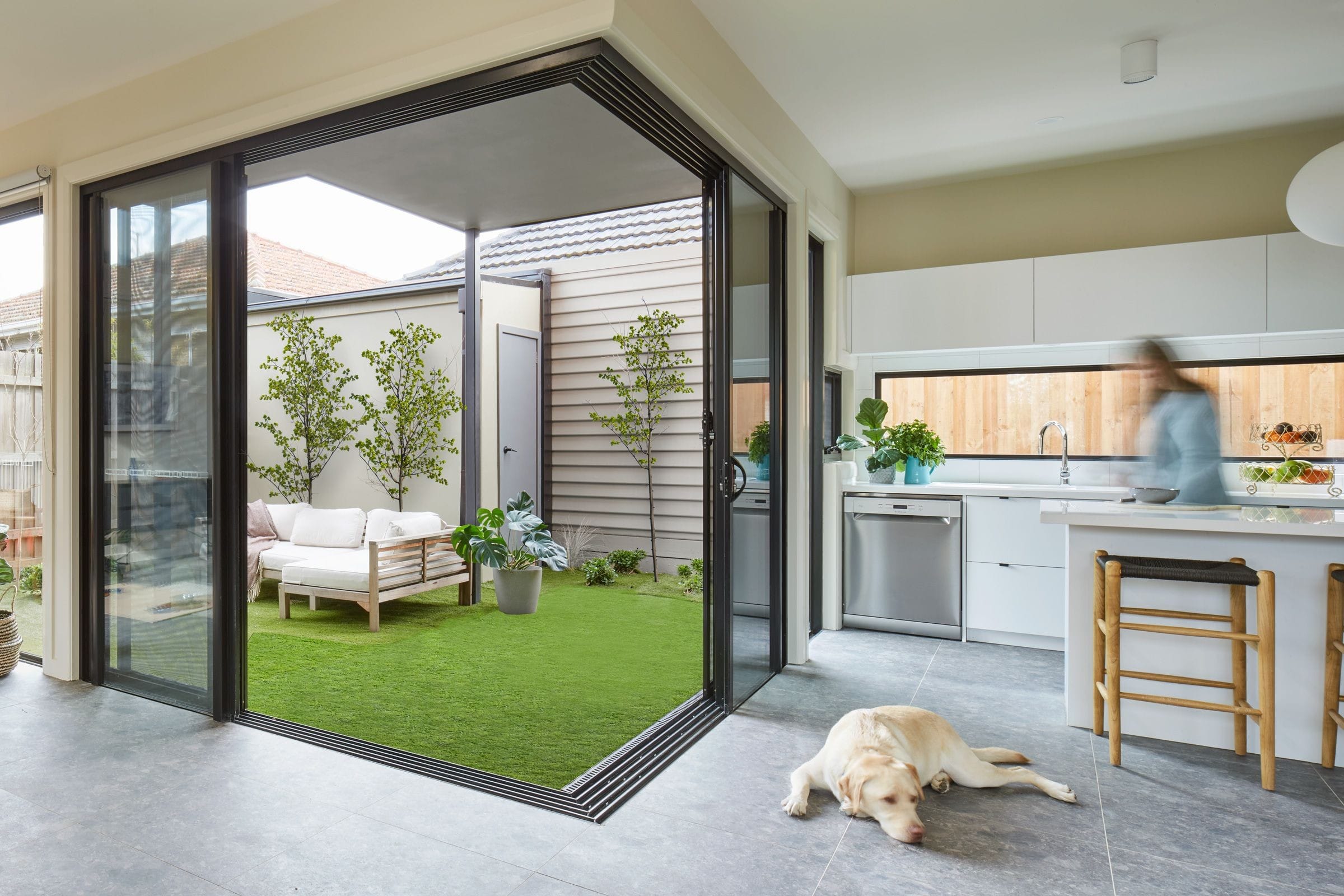 The big story about this new house is how we created a super comfortable, sunny, and relaxing home that feels generous on a small site